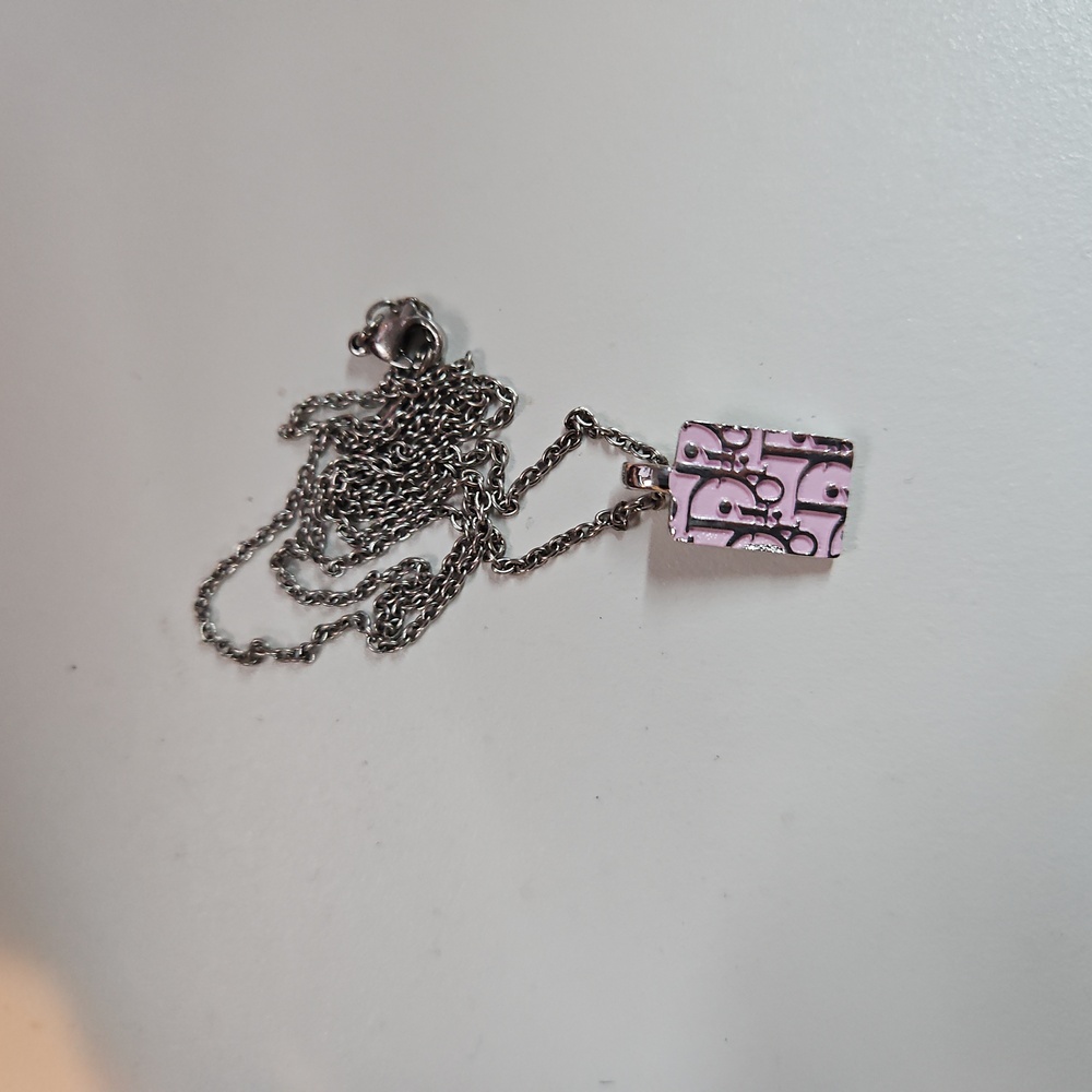 Pink DIOR Charm on Unbranded Chain